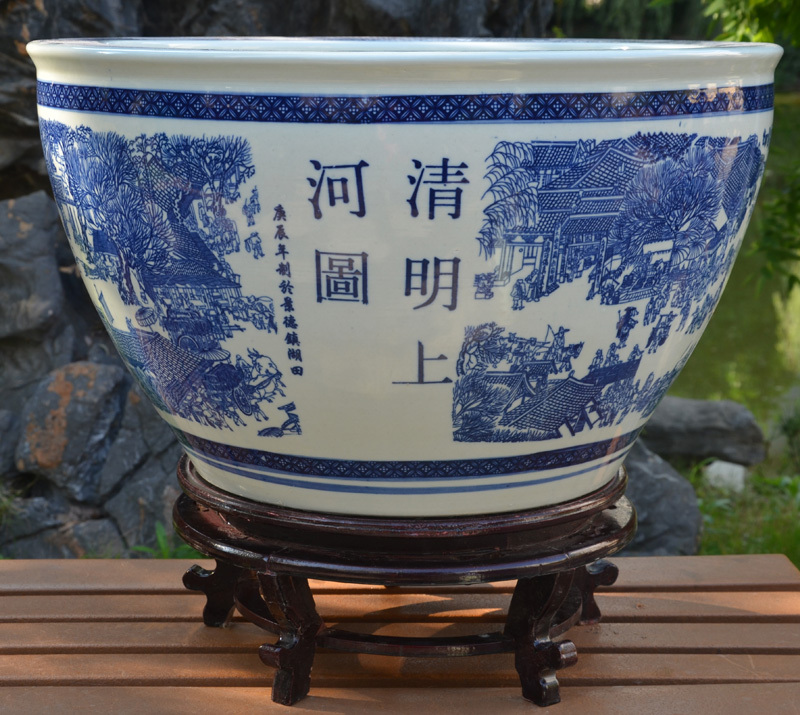 Wholesale Luxury Large Chinese Hand Painted Blue and White Porcelain Ceramic Flower Pots Planter
