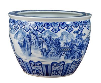 Wholesale Luxury Large Chinese Hand Painted Blue and White Porcelain Ceramic Flower Pots Planter