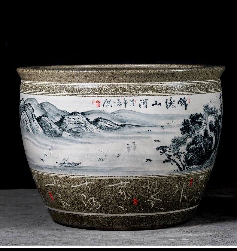 Wholesale Luxury Large Chinese Hand Painted Blue and White Porcelain Ceramic Flower Pots Planter