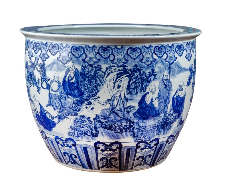Wholesale Luxury Large Chinese Hand Painted Blue and White Porcelain Ceramic Flower Pots Planter
