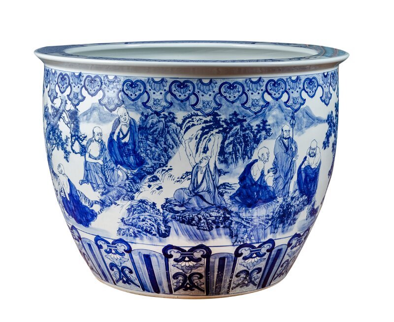 Wholesale Luxury Large Chinese Hand Painted Blue and White Porcelain Ceramic Flower Pots Planter