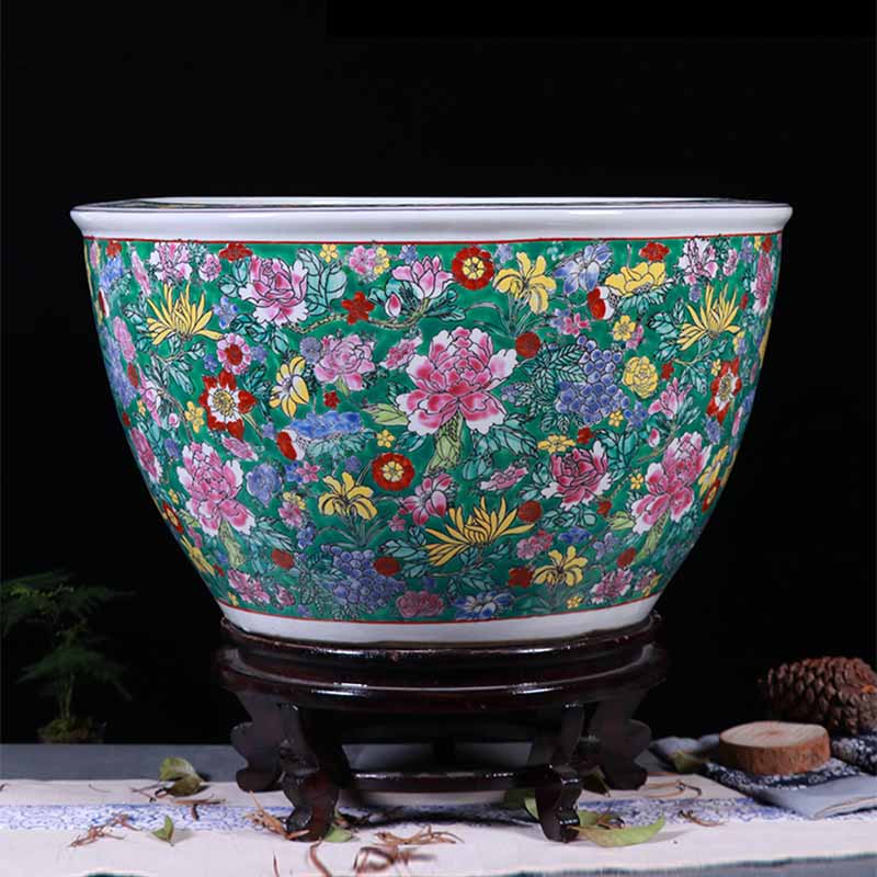 Wholesale Luxury Large Jingdezhen Hand Painted Famille Rose Porcelain Ceramic Flower Pots Plant Pot for Garden