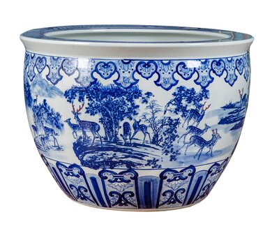 Wholesale Luxury Large Chinese Hand Painted Blue and White Porcelain Ceramic Flower Pots Planter