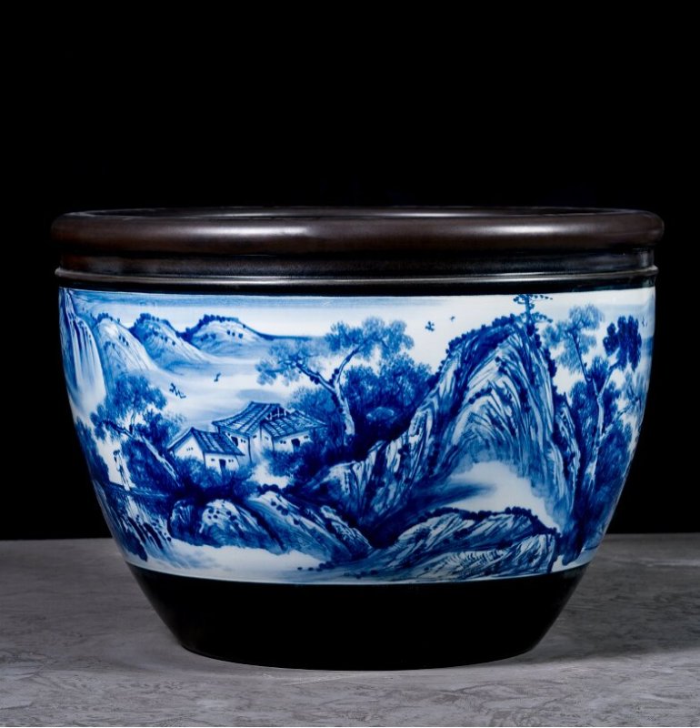 Wholesale Luxury Large Chinese Hand Painted Blue and White Porcelain Ceramic Flower Pots Planter