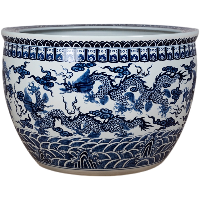 Wholesale Luxury Large Chinese Hand Painted Blue and White Porcelain Ceramic Flower Pots Planter
