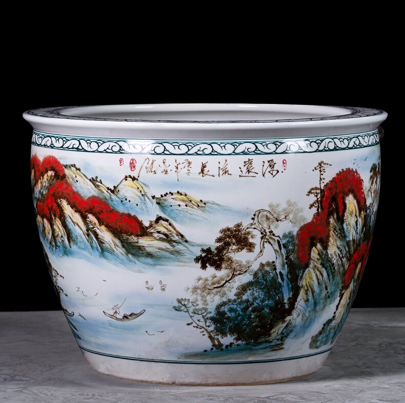 Wholesale Luxury Large Chinese Hand Painted Blue and White Porcelain Ceramic Flower Pots Planter
