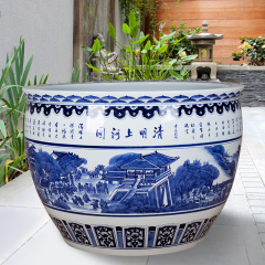 Wholesale Luxury Large Chinese Hand Painted Blue and White Porcelain Ceramic Flower Pots Planter