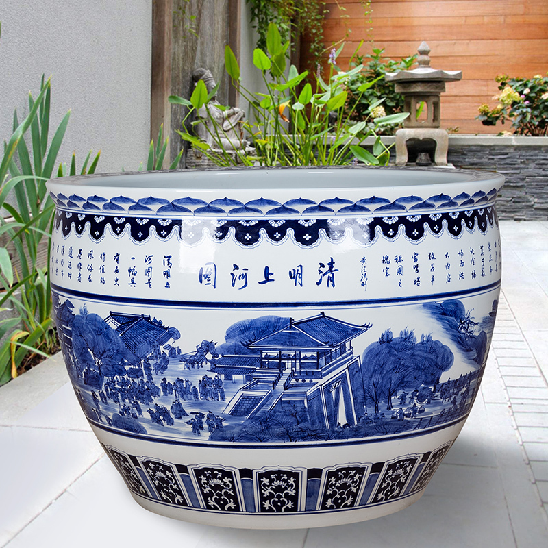 Wholesale Luxury Large Chinese Hand Painted Blue and White Porcelain Ceramic Flower Pots Planter