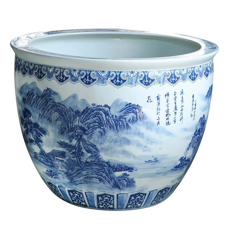 Wholesale Luxury Large Chinese Hand Painted Blue and White Porcelain Ceramic Flower Pots Planter