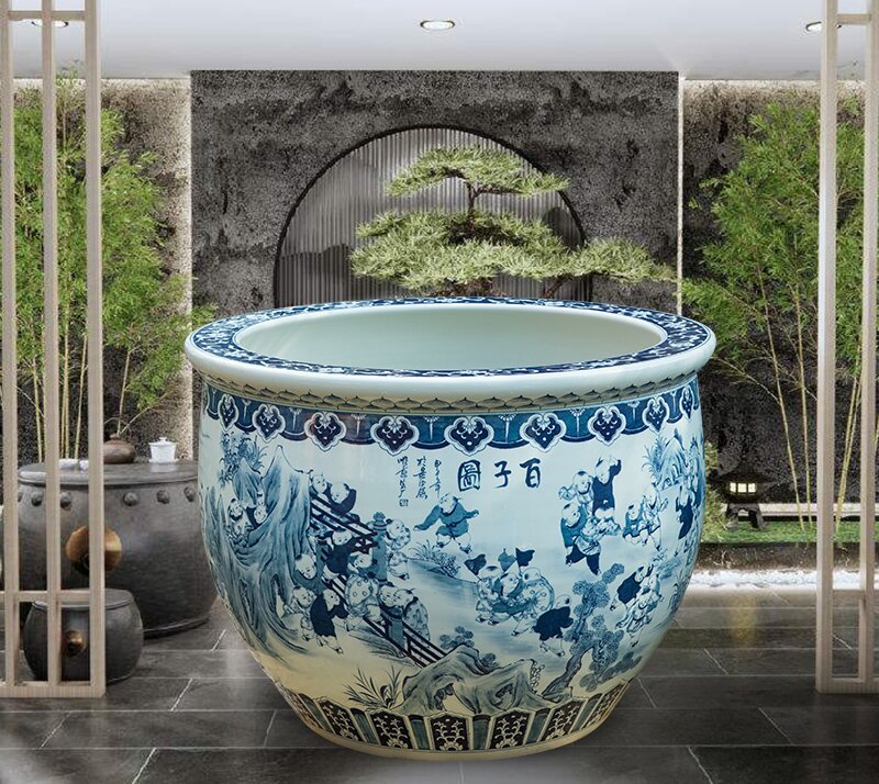 Wholesale Luxury Large Chinese Hand Painted Blue and White Porcelain Ceramic Flower Pots Planter