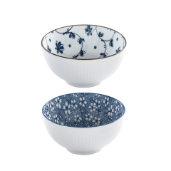 Japanese tableware blue and white porcelain dinner bowls 4.5"