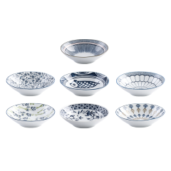 Japanese tableware blue and white porcelain dinner bowls 7"