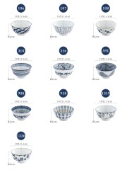Japanese tableware blue and white porcelain dinner bowls 4.5"