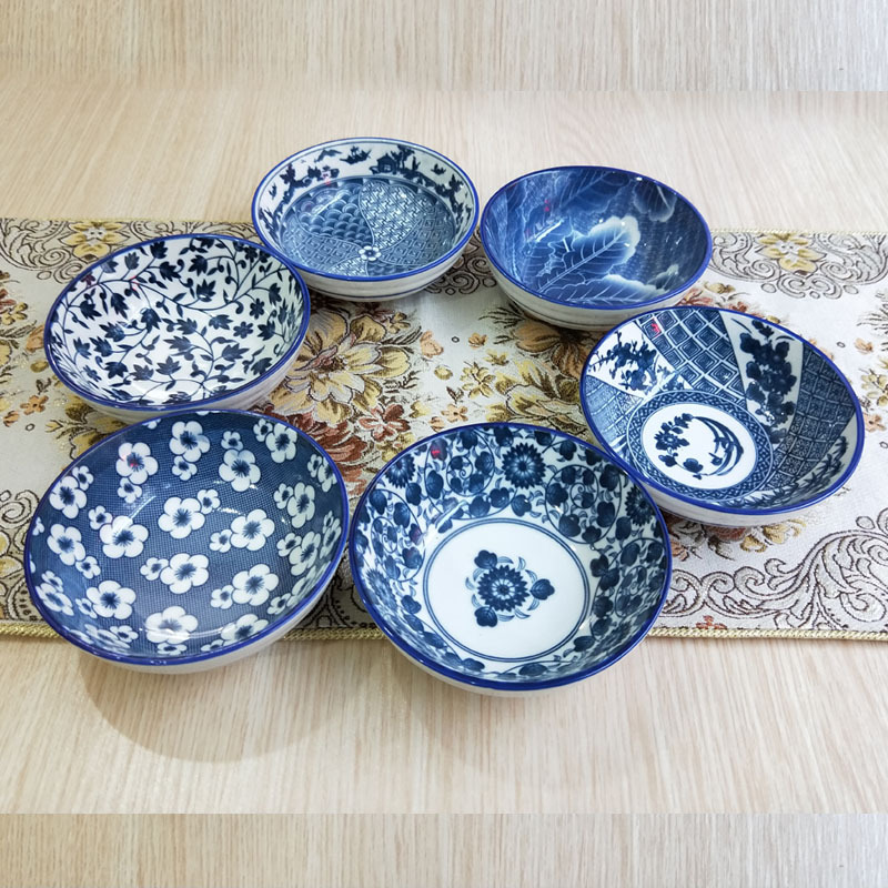 Japanese tableware blue and white porcelain dinner bowls 4.5"5"