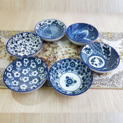 Japanese tableware blue and white porcelain dinner bowls 4.5"5"