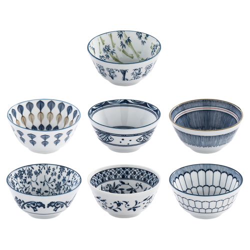 Japanese tableware blue and white porcelain dinner bowls 3.8"
