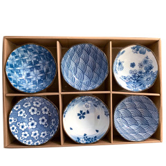 Japanese tableware blue and white porcelain dinner bowls 4.5"5"