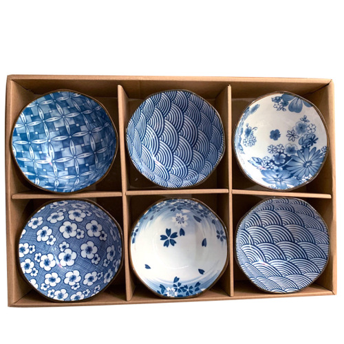 Japanese tableware blue and white porcelain dinner bowls 4.5"5"