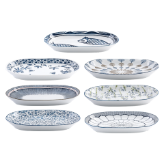 Japanese tableware blue and white porcelain dinner bowls 12"