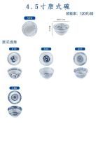 Japanese tableware blue and white porcelain dinner bowls 4.5"