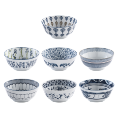 Japanese tableware blue and white porcelain dinner bowls 8"