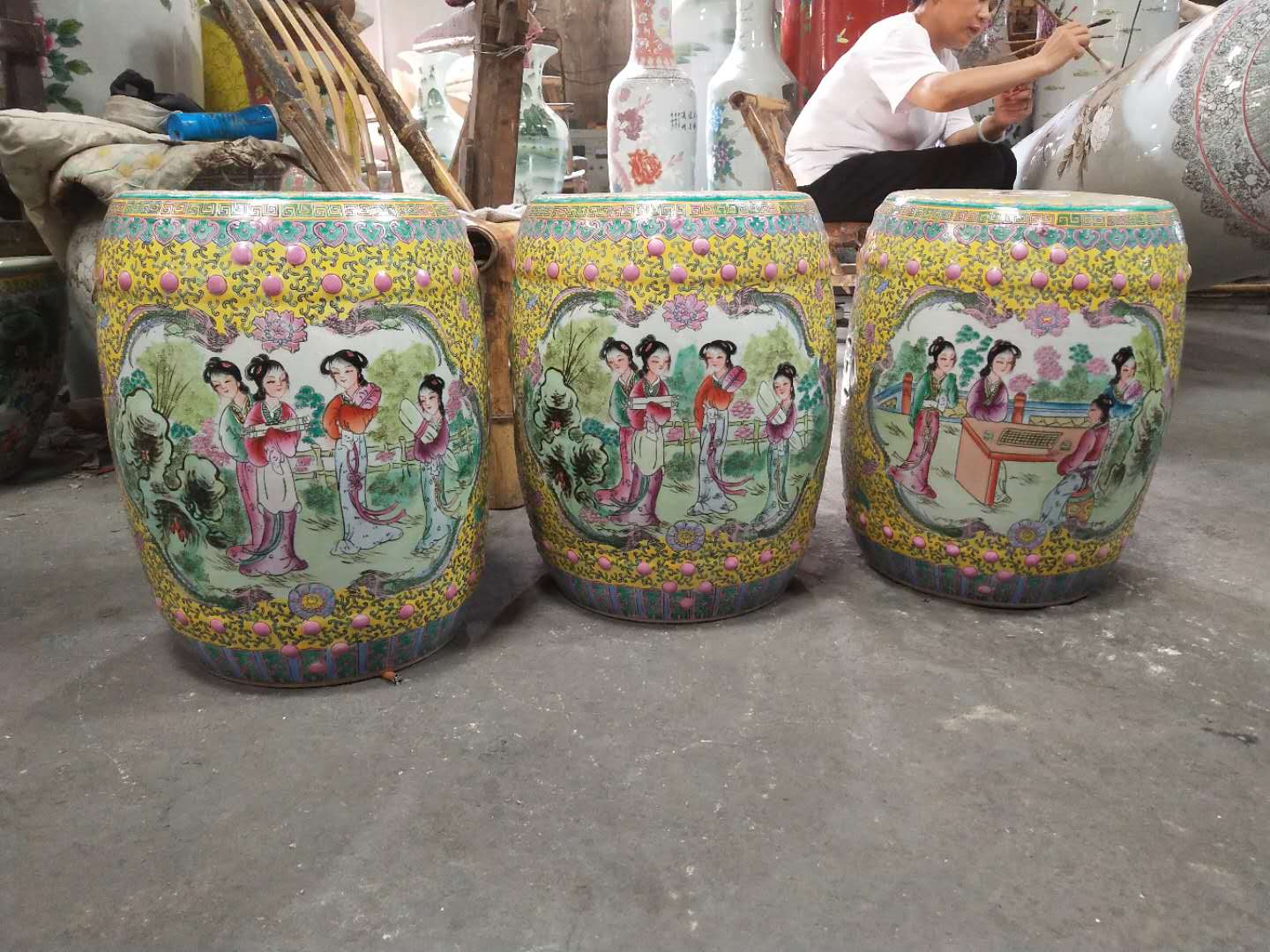 Factory Direct Solid Color Chinese Porcelain Ceramic Stool Garden Seats