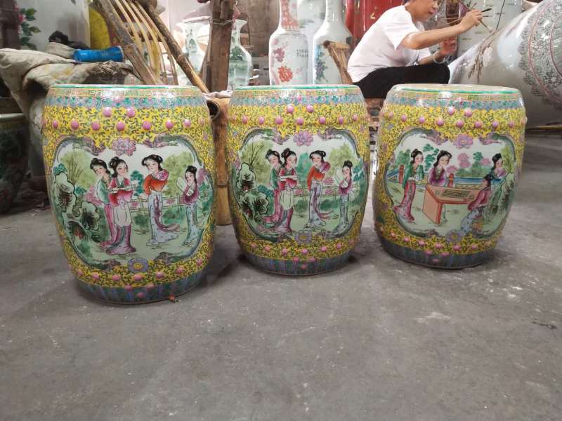 Factory Direct Solid Color Chinese Porcelain Ceramic Stool Garden Seats