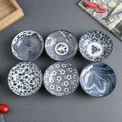 Japanese tableware blue and white porcelain dinner bowls 5"