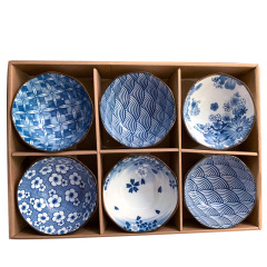 Japanese tableware blue and white porcelain dinner bowls 4.5"5"