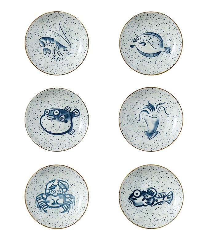 Japanese tableware blue and white porcelain dinner bowls 5"