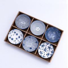 Japanese tableware blue and white porcelain dinner bowls 5"