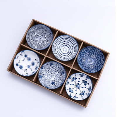 Japanese tableware blue and white porcelain dinner bowls 5"