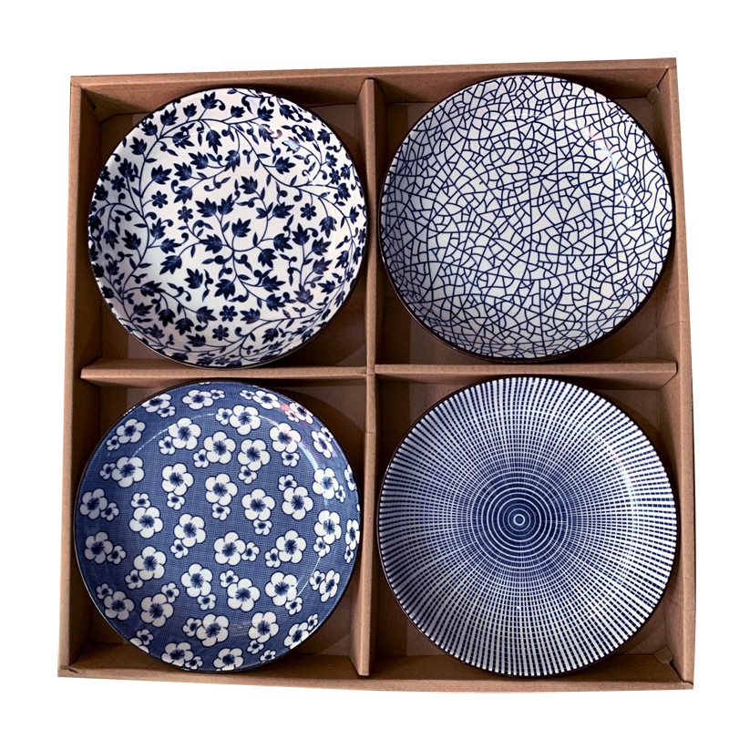 Japanese tableware blue and white porcelain dinner bowls 4.5"5"