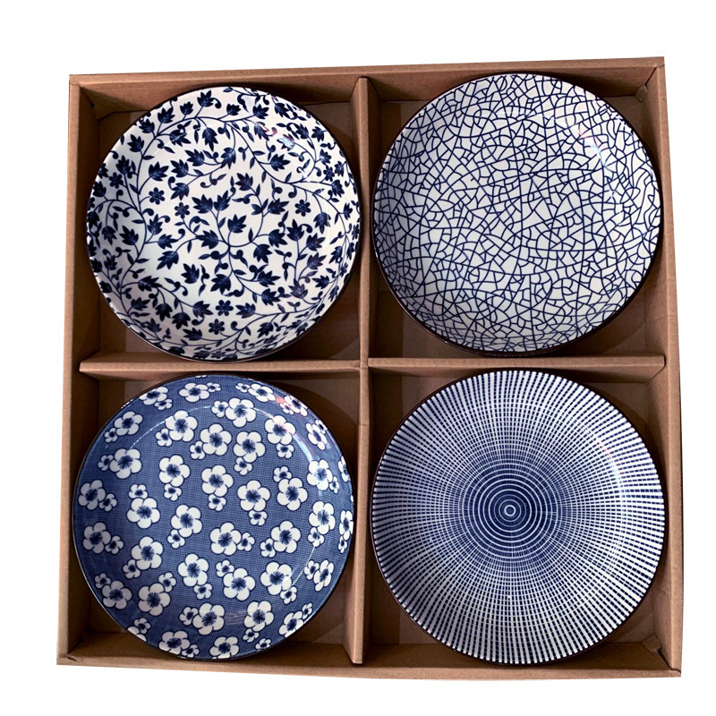 Japanese tableware blue and white porcelain dinner bowls 4.5"5"