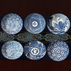Japanese tableware blue and white porcelain dinner bowls 4.5"5"