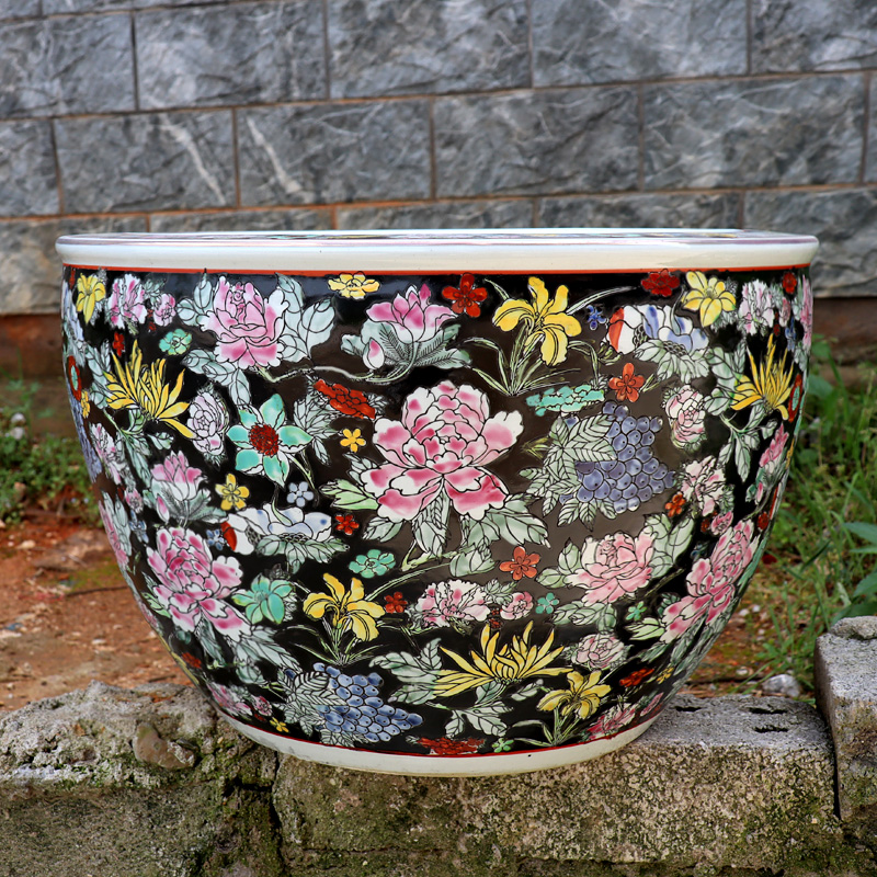 Wholesale Luxury Large Jingdezhen Hand Painted Famille Rose Porcelain Ceramic Flower Pots Plant Pot for Garden