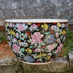 Wholesale Luxury Large Jingdezhen Hand Painted Famille Rose Porcelain Ceramic Flower Pots Plant Pot for Garden