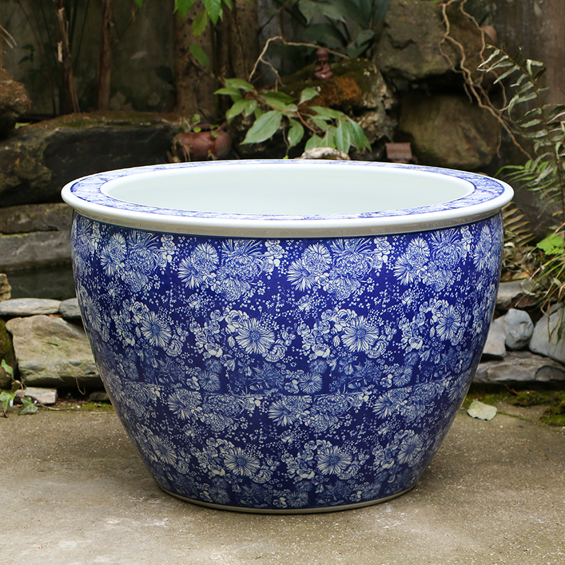Wholesale Luxury Large Chinese Hand Painted Blue and White Porcelain Ceramic Flower Pots Planter