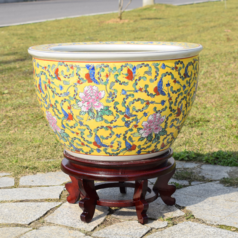 Retail Big Size Porcelain Multicolor Ceramic Plant Pots and Fish Pot for Garden Outdoor