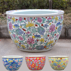 Wholesale Luxury Large Jingdezhen Hand Painted Famille Rose Porcelain Ceramic Flower Pots Plant Pot for Garden