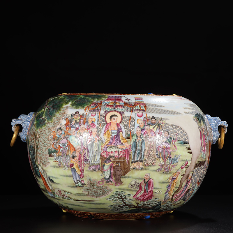 Antique Qing Qianlong Dynasty Ceramic Yellow Ground Heavy Famille Rose Porcelain Vase for Collection