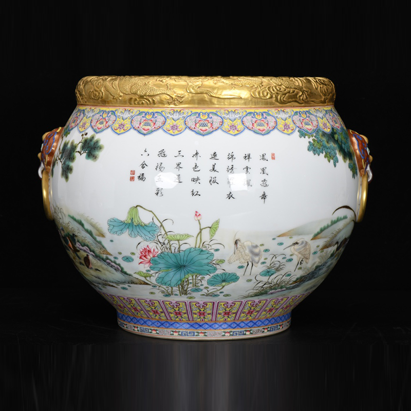 Antique Qing Qianlong Dynasty Ceramic Yellow Ground Heavy Famille Rose Porcelain Vase for Collection