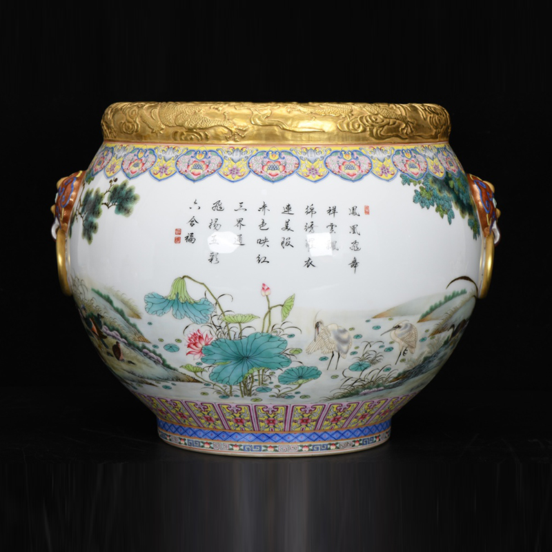 Antique Qing Qianlong Dynasty Ceramic Yellow Ground Heavy Famille Rose Porcelain Vase for Collection