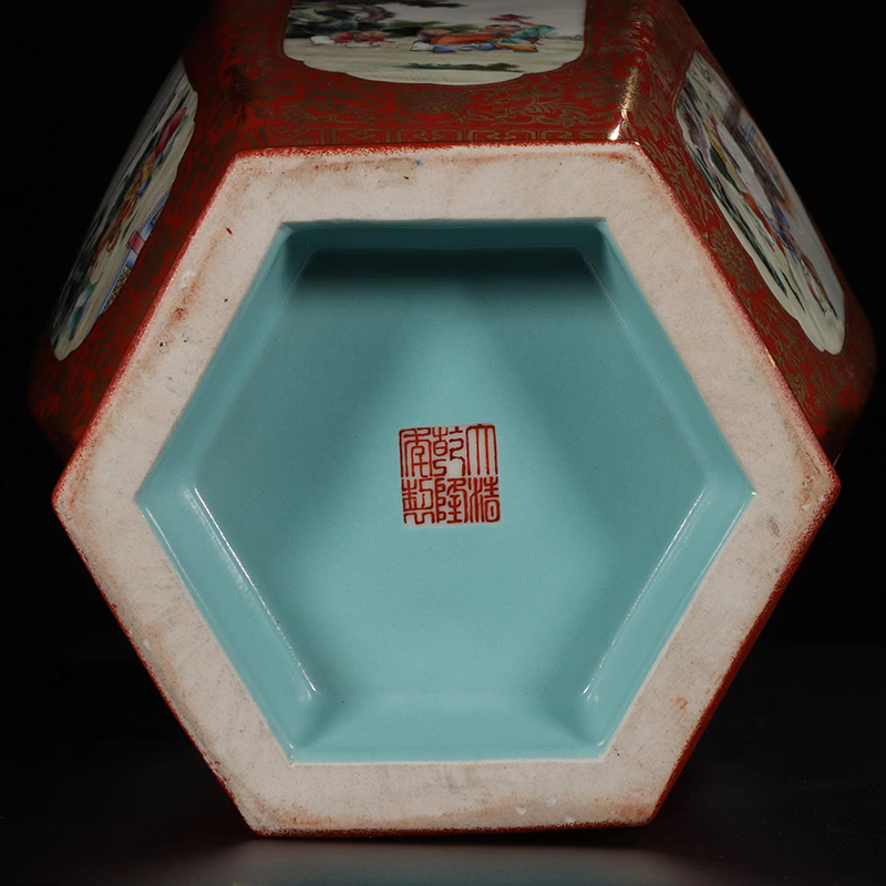 Antique Qing Qianlong Dynasty Ceramic Yellow Ground Heavy Famille Rose Porcelain Vase for Collection