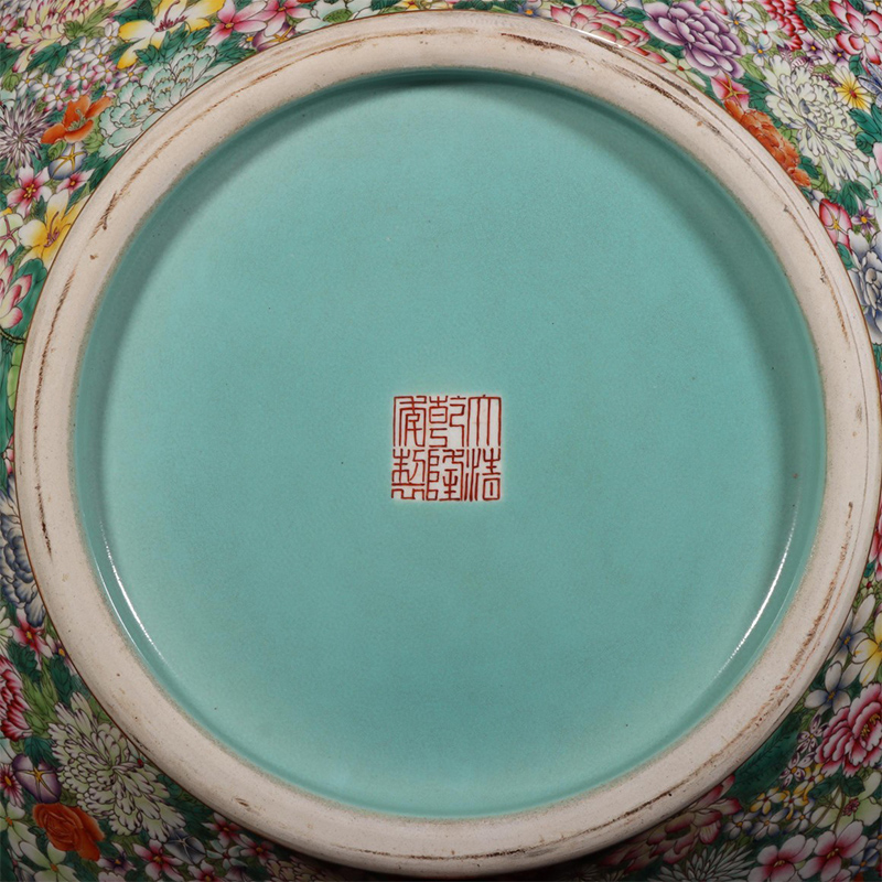 Antique Qing Qianlong Dynasty Ceramic Yellow Ground Heavy Famille Rose Porcelain Vase for Collection