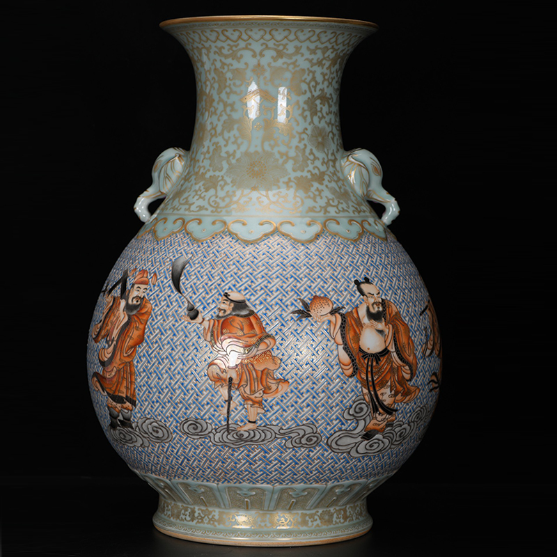 Antique Qing Qianlong Dynasty Ceramic Yellow Ground Heavy Famille Rose Porcelain Vase for Collection