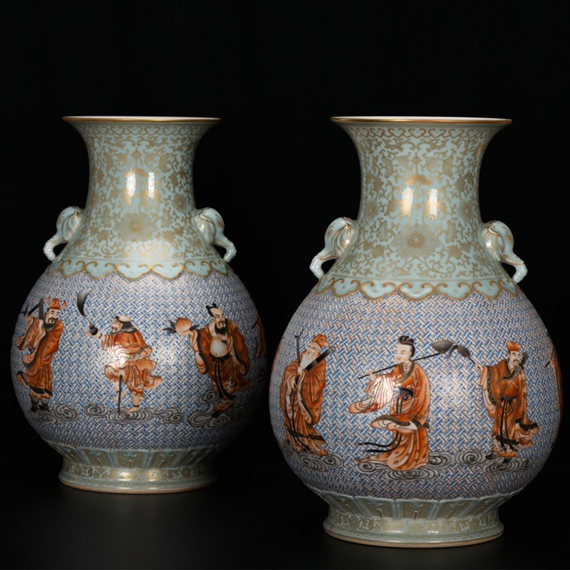 Antique Qing Qianlong Dynasty Ceramic Yellow Ground Heavy Famille Rose Porcelain Vase for Collection