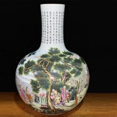 Antique Qing Qianlong Dynasty Ceramic Yellow Ground Heavy Famille Rose Porcelain Vase for Collection