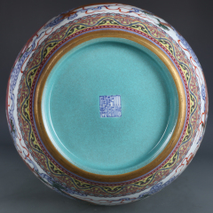 Antique Qing Qianlong Dynasty Ceramic Yellow Ground Heavy Famille Rose Porcelain Vase for Collection