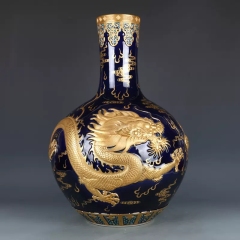 Antique Qing Qianlong Dynasty Ceramic Yellow Ground Heavy Famille Rose Porcelain Vase for Collection